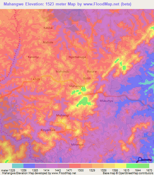 Mahangwe,Uganda Elevation Map