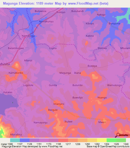 Magunga,Uganda Elevation Map