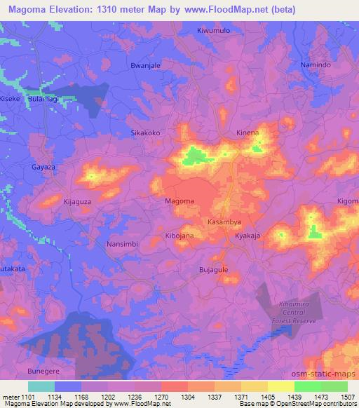 Magoma,Uganda Elevation Map