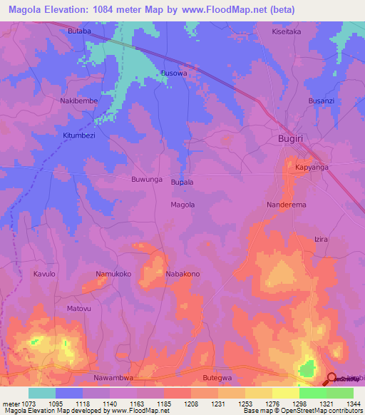 Magola,Uganda Elevation Map