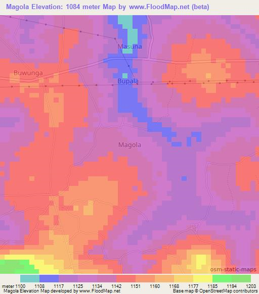 Magola,Uganda Elevation Map