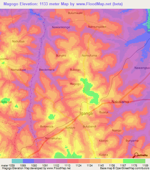 Magogo,Uganda Elevation Map