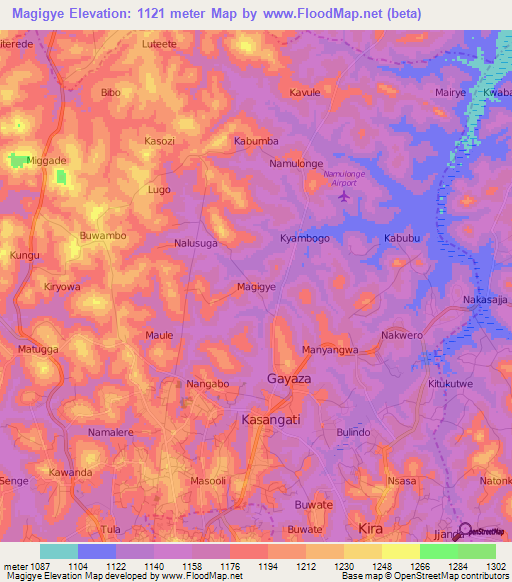 Magigye,Uganda Elevation Map