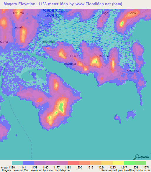 Magera,Uganda Elevation Map