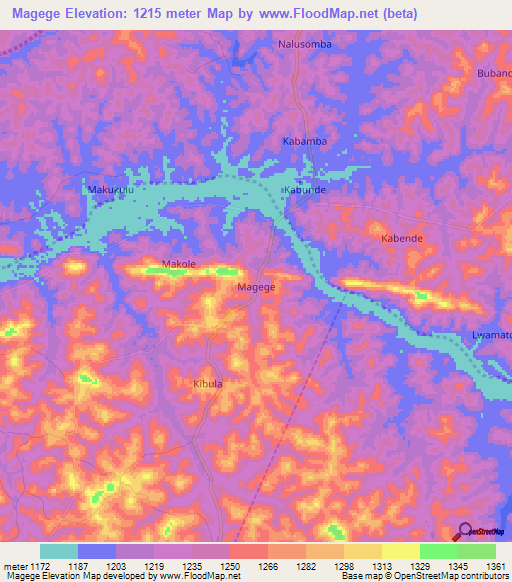 Magege,Uganda Elevation Map