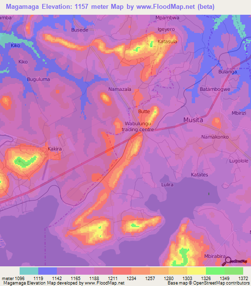 Magamaga,Uganda Elevation Map