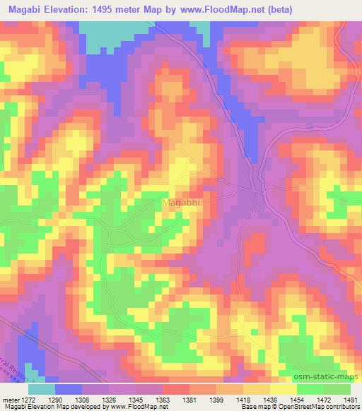 Magabi,Uganda Elevation Map