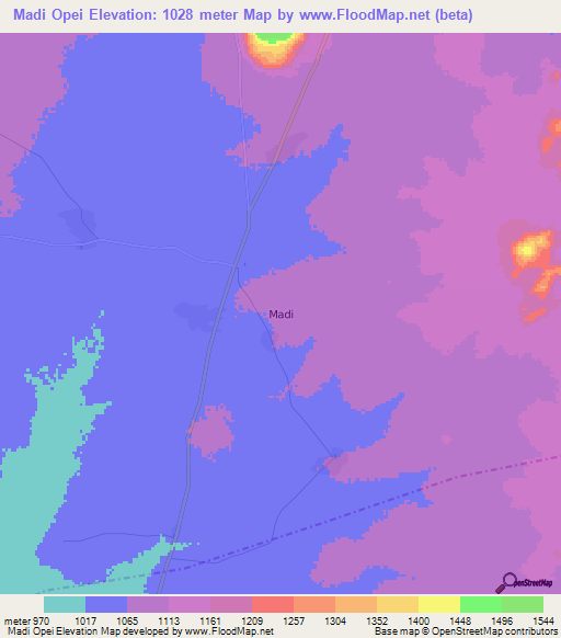 Madi Opei,Uganda Elevation Map