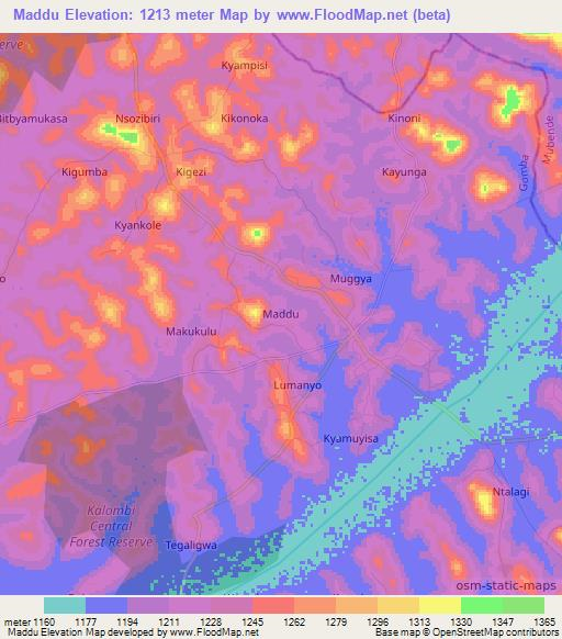 Maddu,Uganda Elevation Map