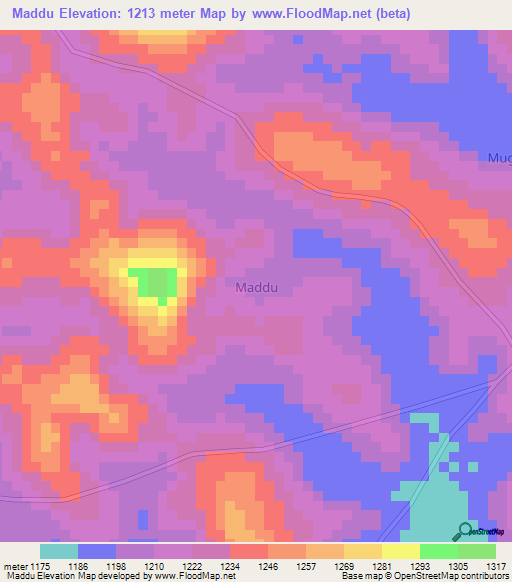 Maddu,Uganda Elevation Map