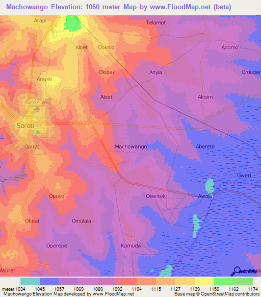 Machowango,Uganda Elevation Map