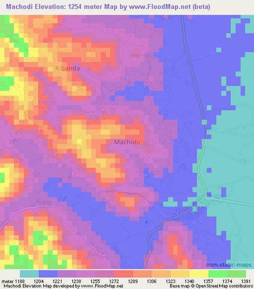 Machodi,Uganda Elevation Map