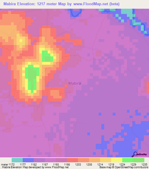 Mabira,Uganda Elevation Map