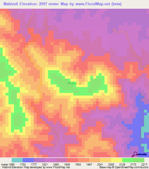 Mabindi,Uganda Elevation Map