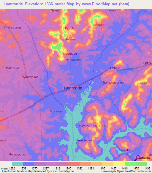 Lyantonde,Uganda Elevation Map