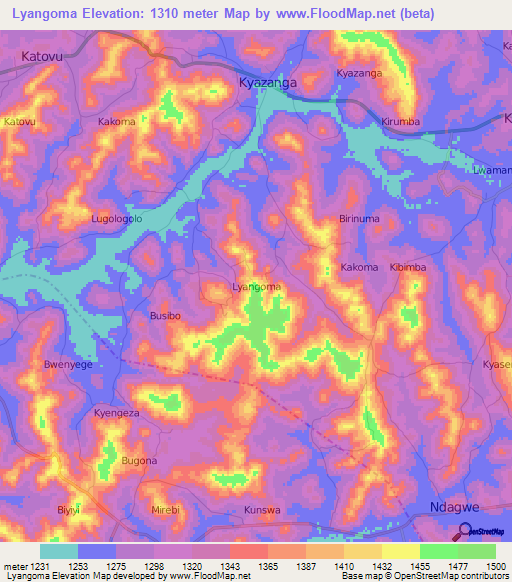 Lyangoma,Uganda Elevation Map