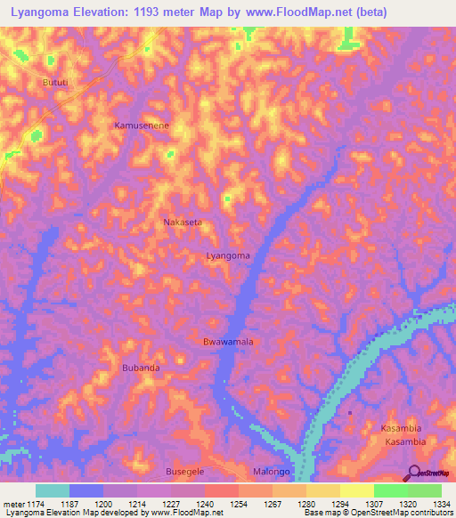 Lyangoma,Uganda Elevation Map