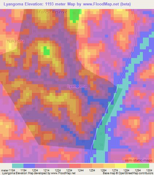 Lyangoma,Uganda Elevation Map