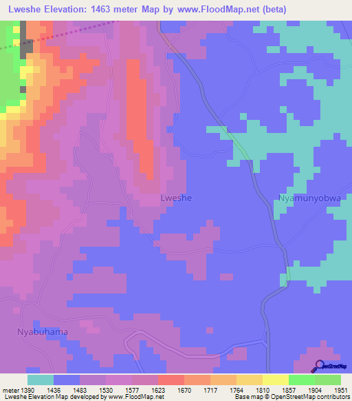 Lweshe,Uganda Elevation Map