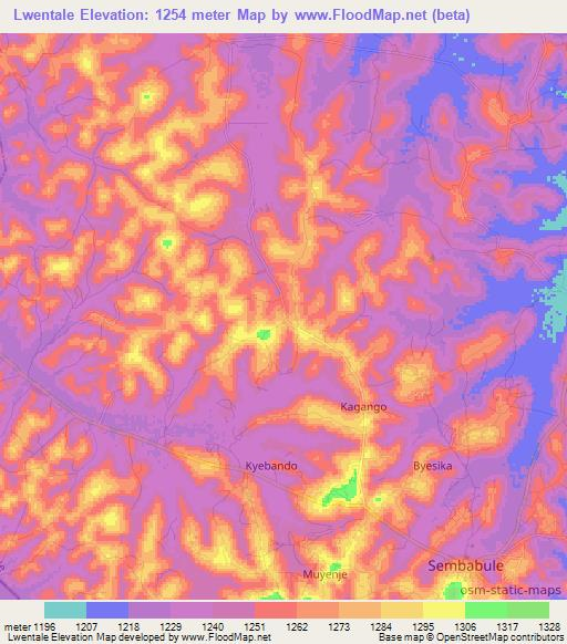 Lwentale,Uganda Elevation Map