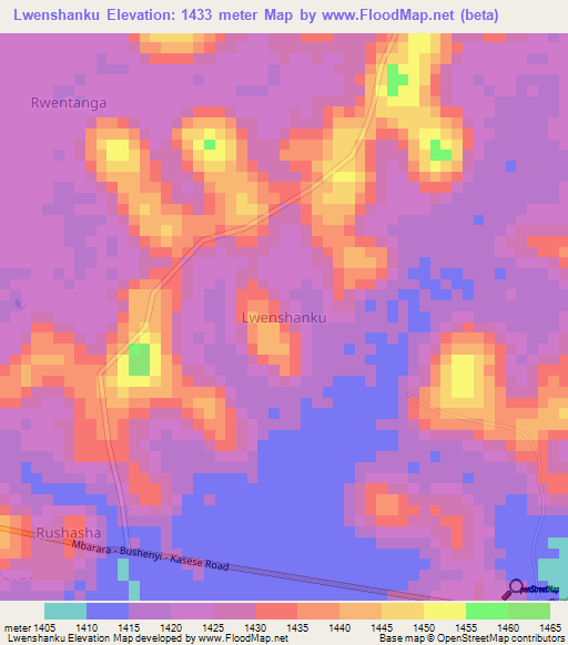 Lwenshanku,Uganda Elevation Map