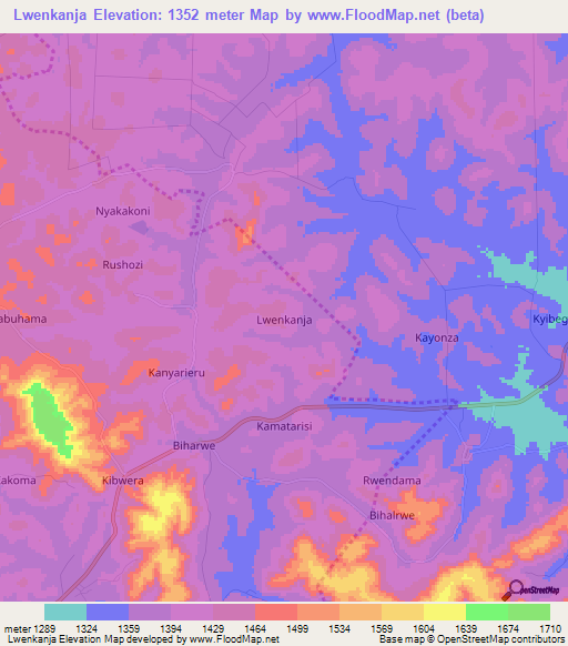 Lwenkanja,Uganda Elevation Map