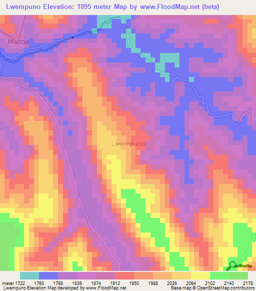 Lwempuno,Uganda Elevation Map