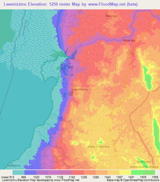 Lwemizimu,Uganda Elevation Map