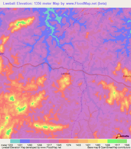 Lwebali,Uganda Elevation Map