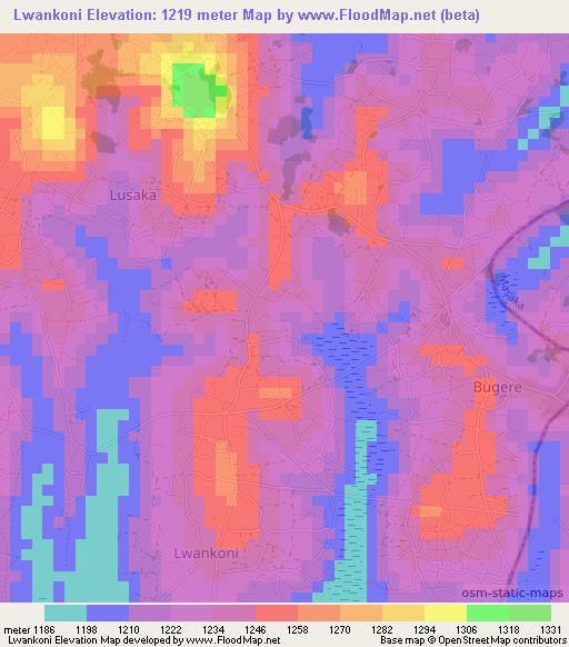 Lwankoni,Uganda Elevation Map
