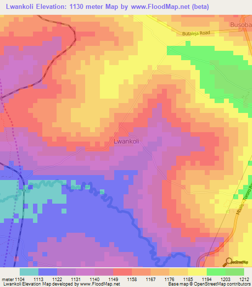 Lwankoli,Uganda Elevation Map