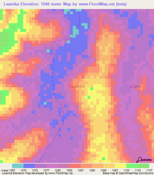Lwanika,Uganda Elevation Map