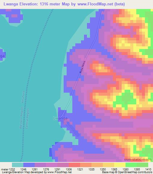 Lwanga,Uganda Elevation Map