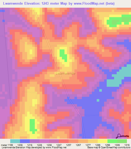 Lwamwende,Uganda Elevation Map