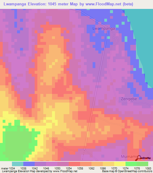 Lwampanga,Uganda Elevation Map