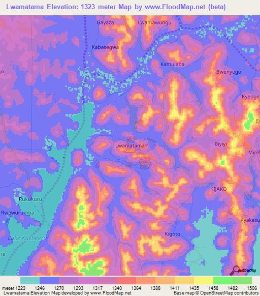 Lwamatama,Uganda Elevation Map