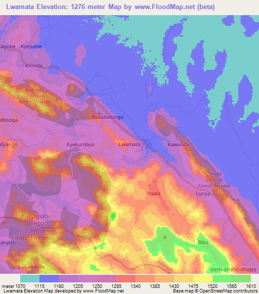 Lwamata,Uganda Elevation Map