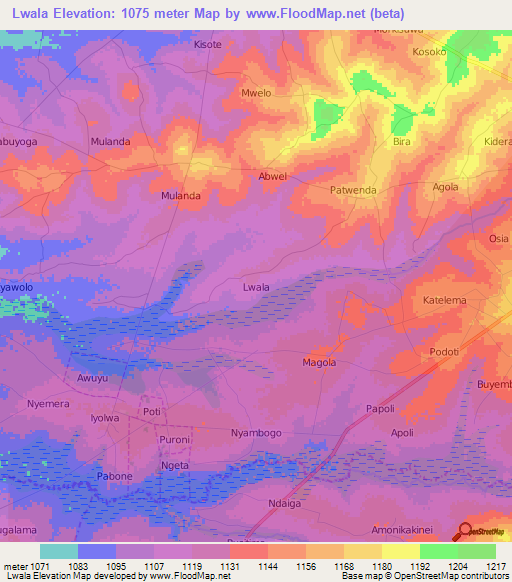 Lwala,Uganda Elevation Map
