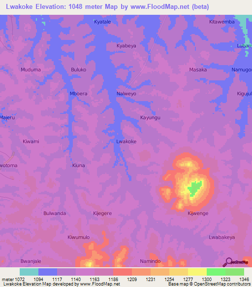 Lwakoke,Uganda Elevation Map