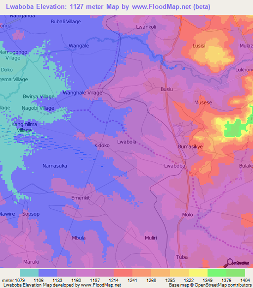 Lwaboba,Uganda Elevation Map