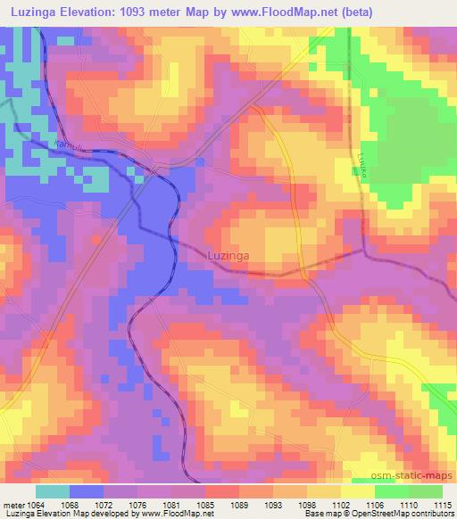 Luzinga,Uganda Elevation Map