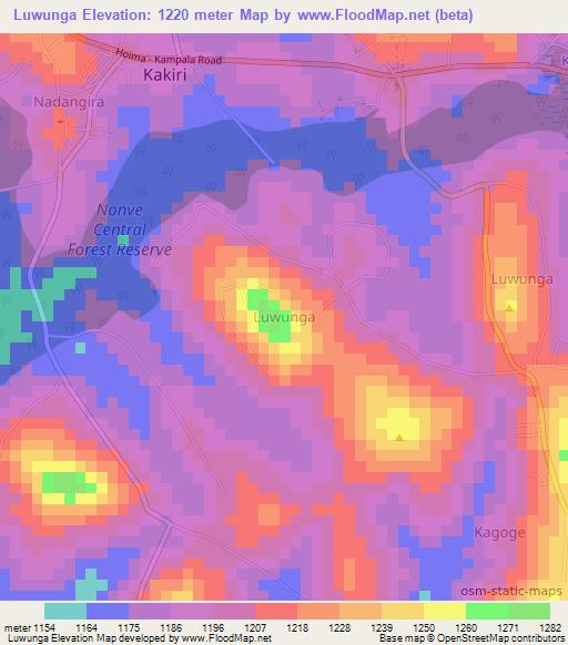 Luwunga,Uganda Elevation Map
