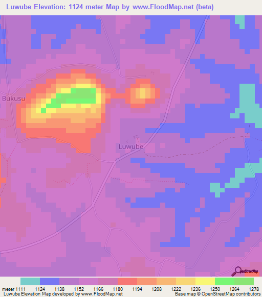 Luwube,Uganda Elevation Map