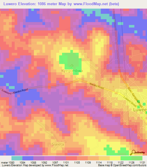 Luwero,Uganda Elevation Map