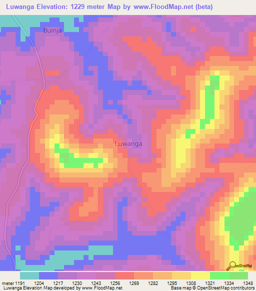 Luwanga,Uganda Elevation Map