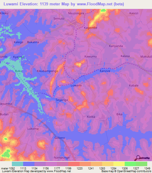Luwami,Uganda Elevation Map