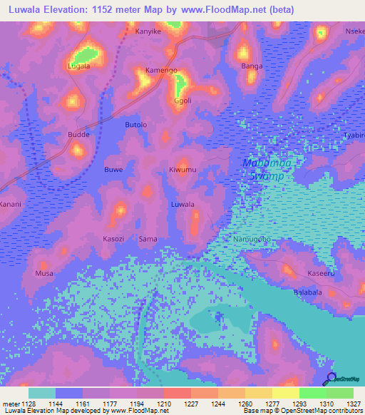 Luwala,Uganda Elevation Map