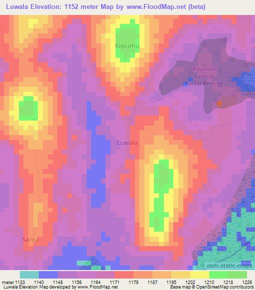 Luwala,Uganda Elevation Map