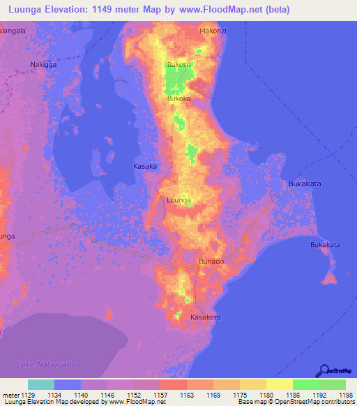Luunga,Uganda Elevation Map