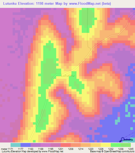 Lutunku,Uganda Elevation Map